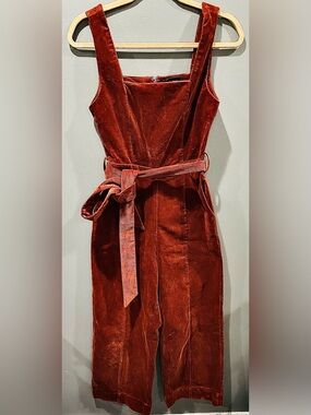 Women’s En Saison Brown Corduroy Belted Wide Leg Jumpsuit Size S